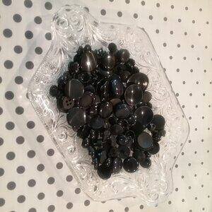Black Button Soup Mixed Lot of 129 Vintage Buttons - Great Selection of Sizes